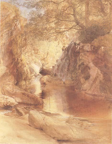 Samuel Palmer A Cascade in Shadow,Drawn on the Spot,near the Function of the Machno and Conway,North Wales oil painting image